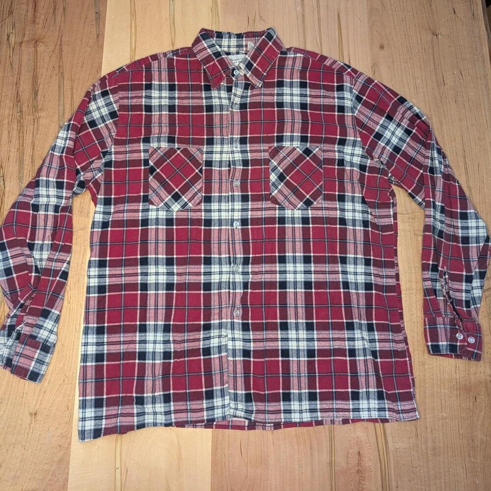 Vintage Men's Bud Berma Highlander Flannel, Red/White/Blue - Size XL
